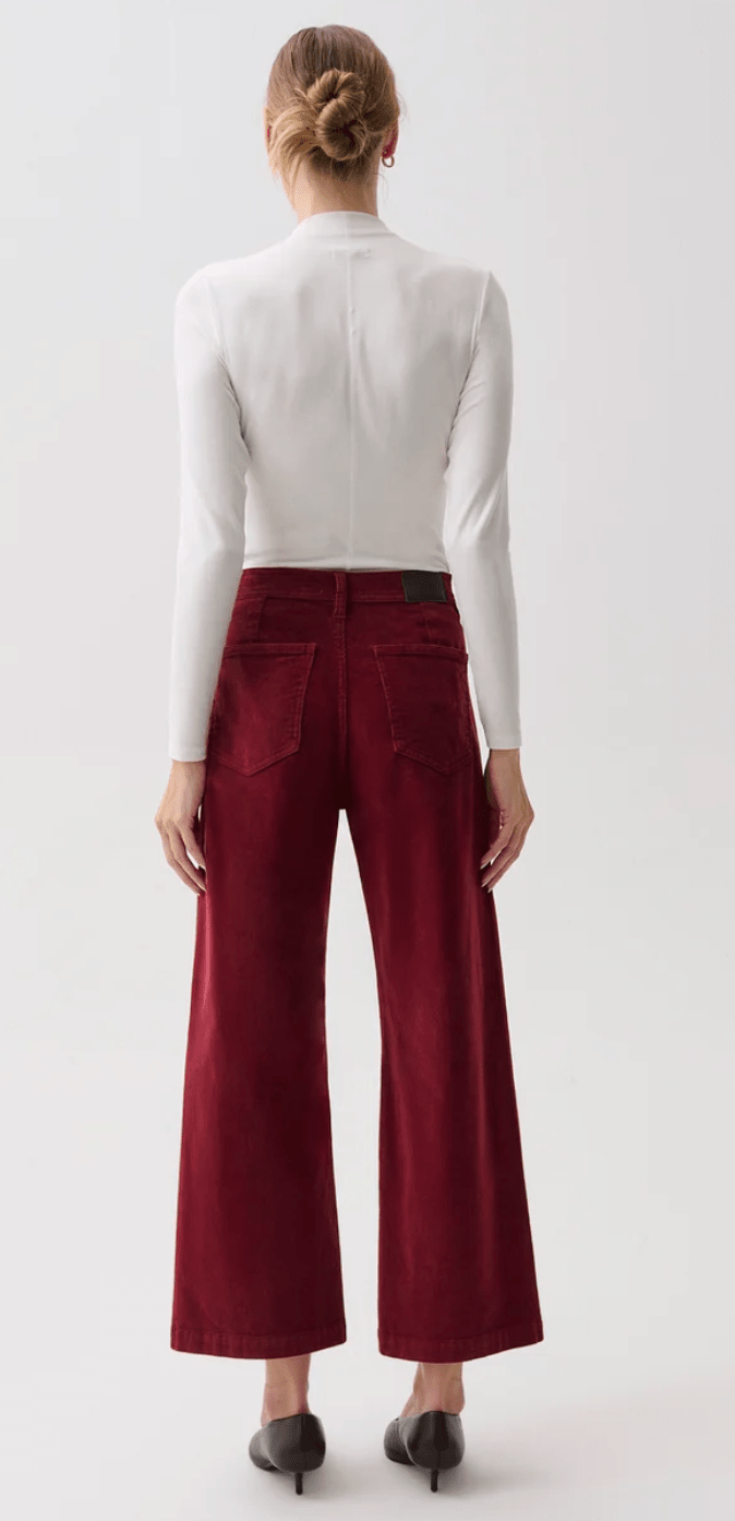 DEEP CRIMSON PENNY CROP HIGH RISE WIDE LEG CROP - Amor Lafayette