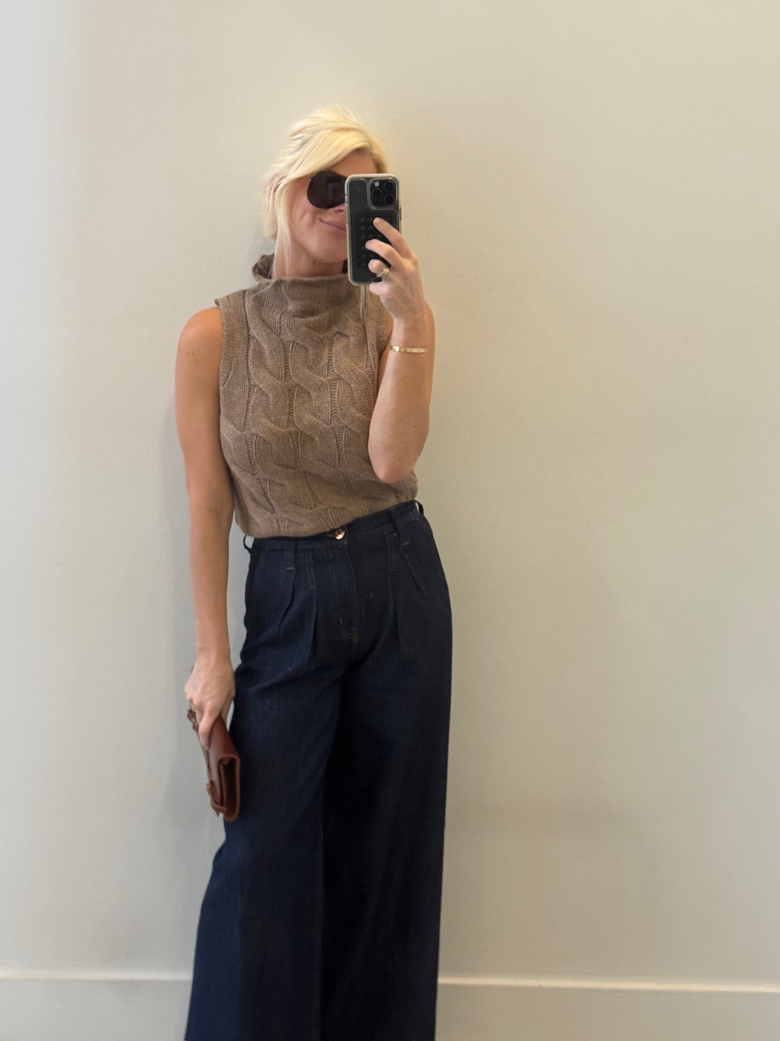 DELPHINE PLEATED DENIM WIDE LEG In FORCE - Amor Lafayette
