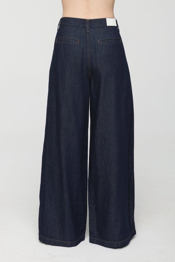 DELPHINE PLEATED DENIM WIDE LEG In FORCE - Amor Lafayette