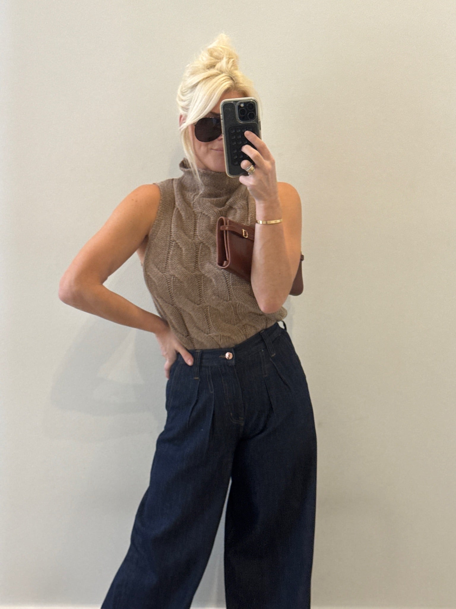 DELPHINE PLEATED DENIM WIDE LEG In FORCE - Amor Lafayette