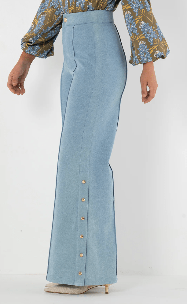 Denim Paisley Pant - Amor Lafayette