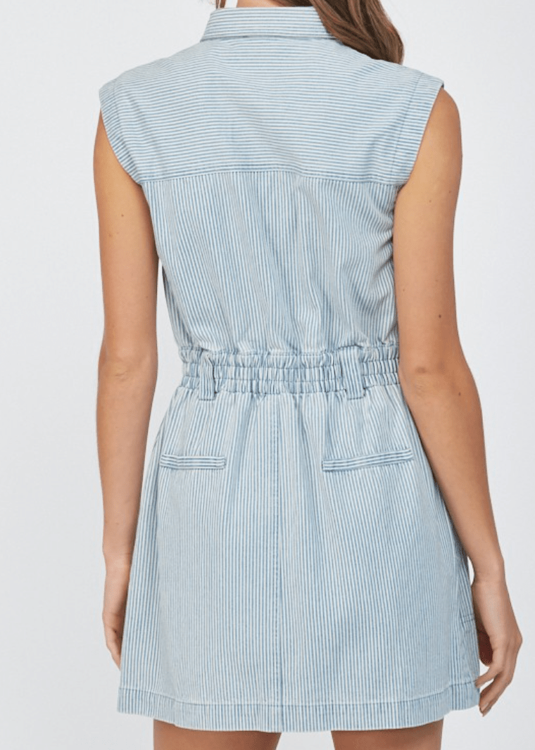 Denim Patch Pocket Stripe Dress - Amor Lafayette