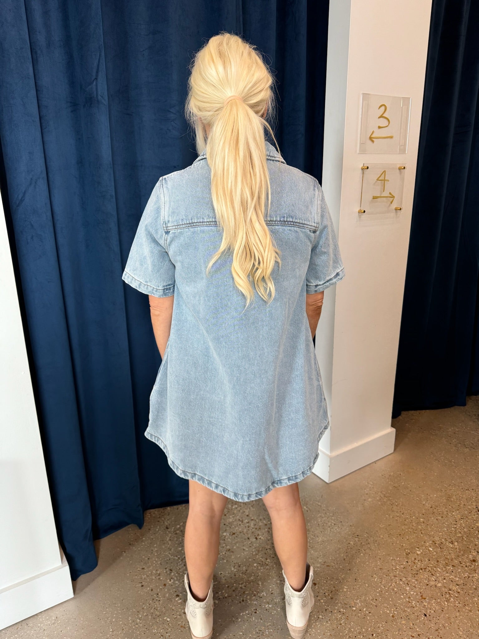 Denim Pocket Swing Dress - Amor Lafayette