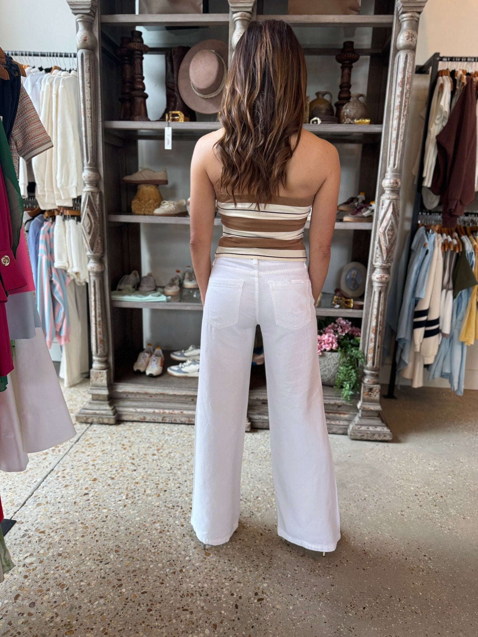 Desert Egret Stipe Beverly Tube Top - Amor Lafayette
