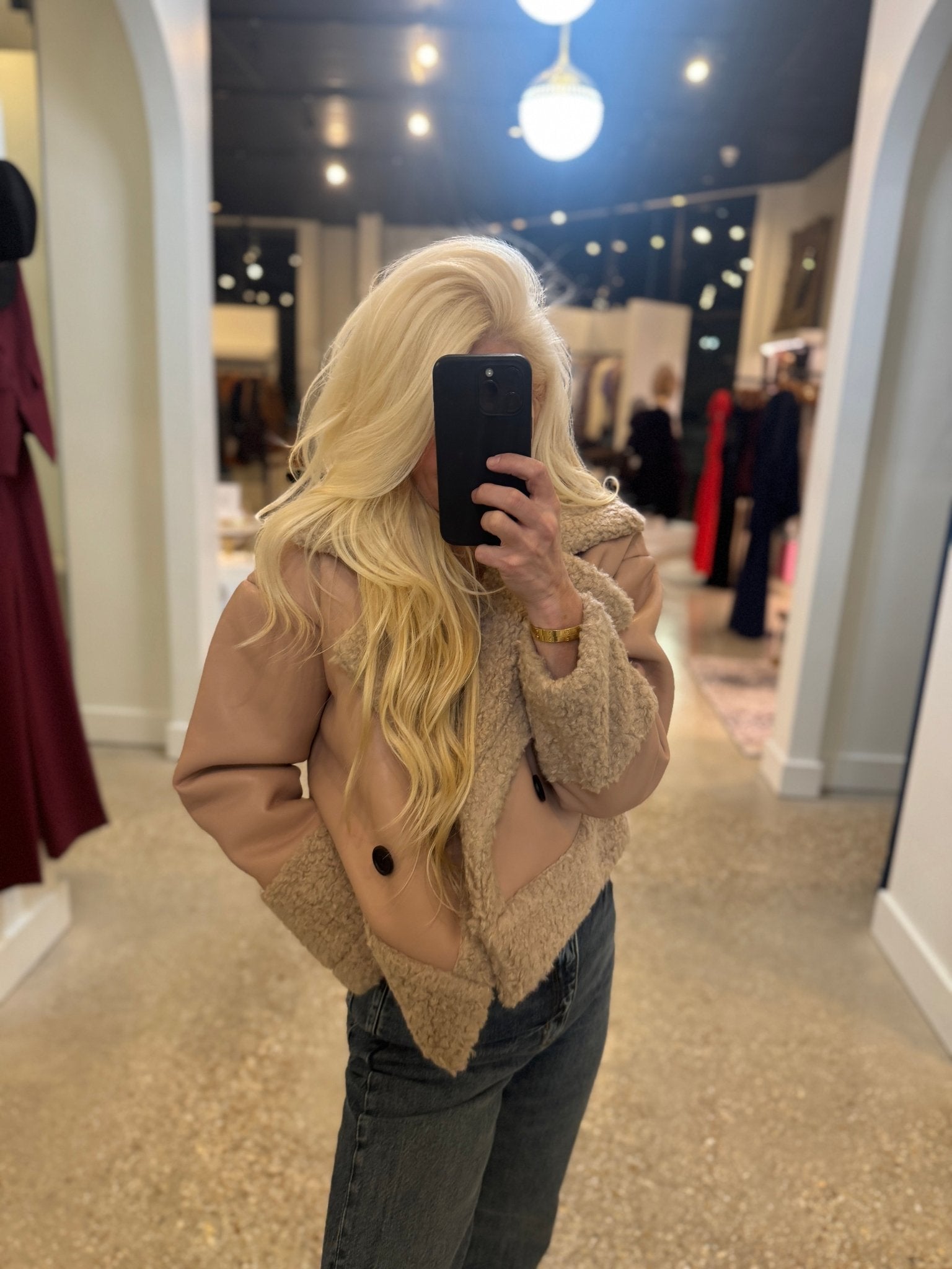 Devin Faux Shearling Leather Jacket - Amor Lafayette