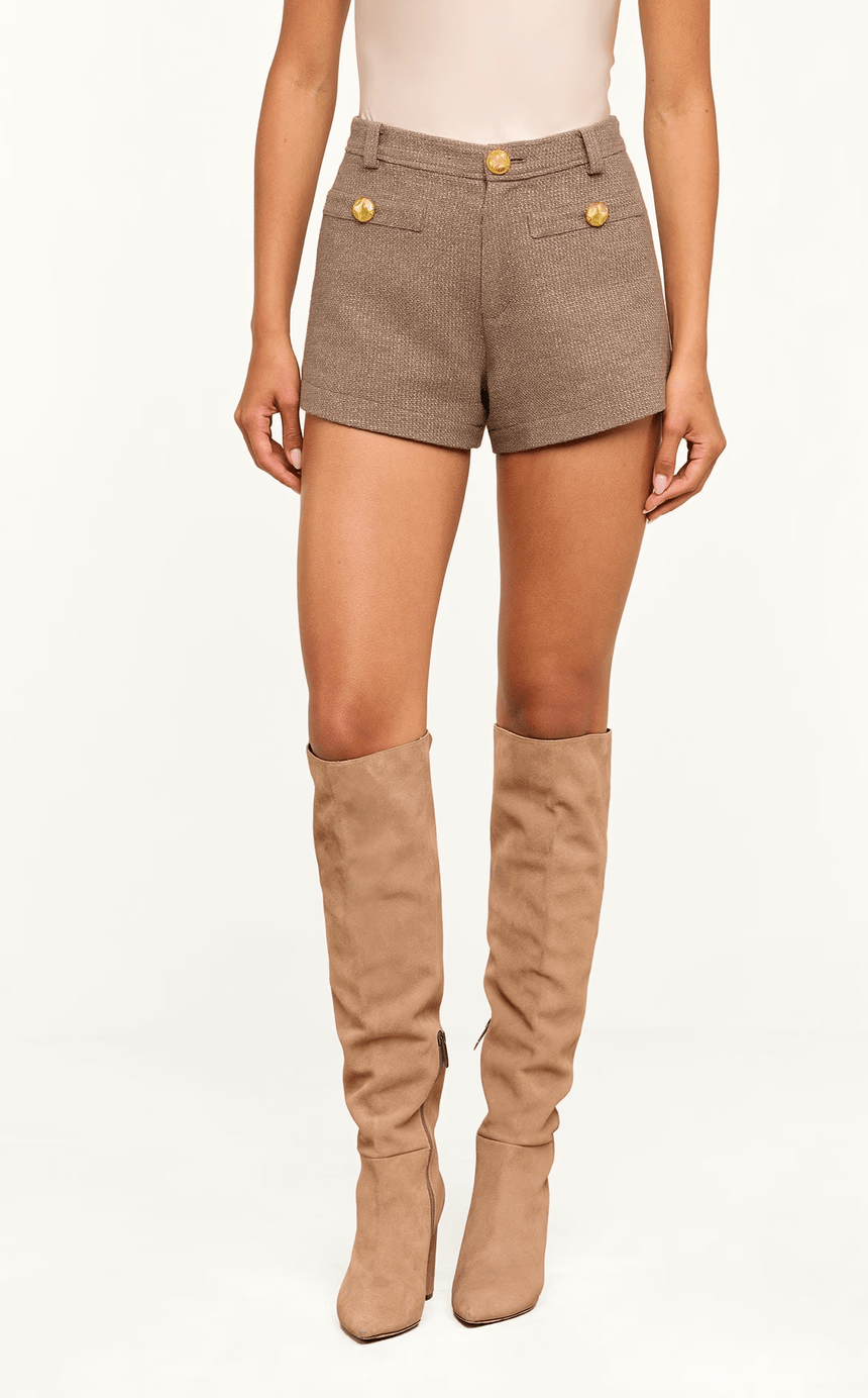 DIONNE SHORT IN BLACK IVORY GOLD TWEED - Amor Lafayette
