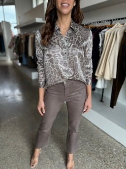 Driftwood Coated Kendra H/R Crop Flare - Amor Lafayette