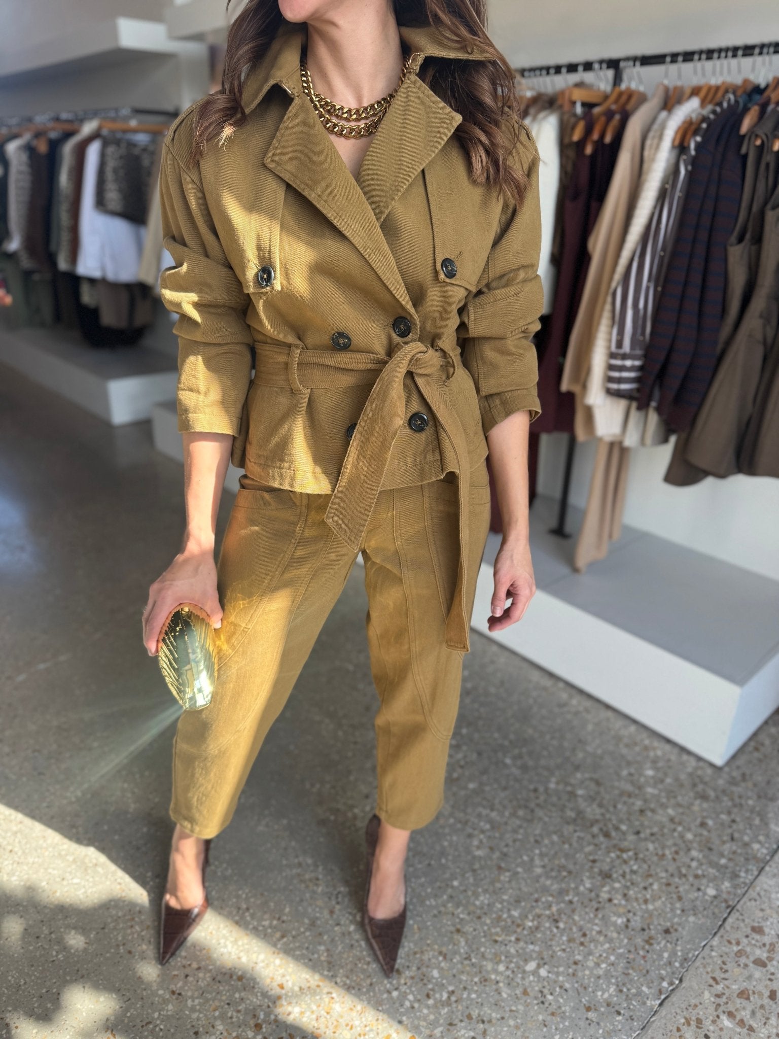 Dull Gold Leo Pant - Amor Lafayette