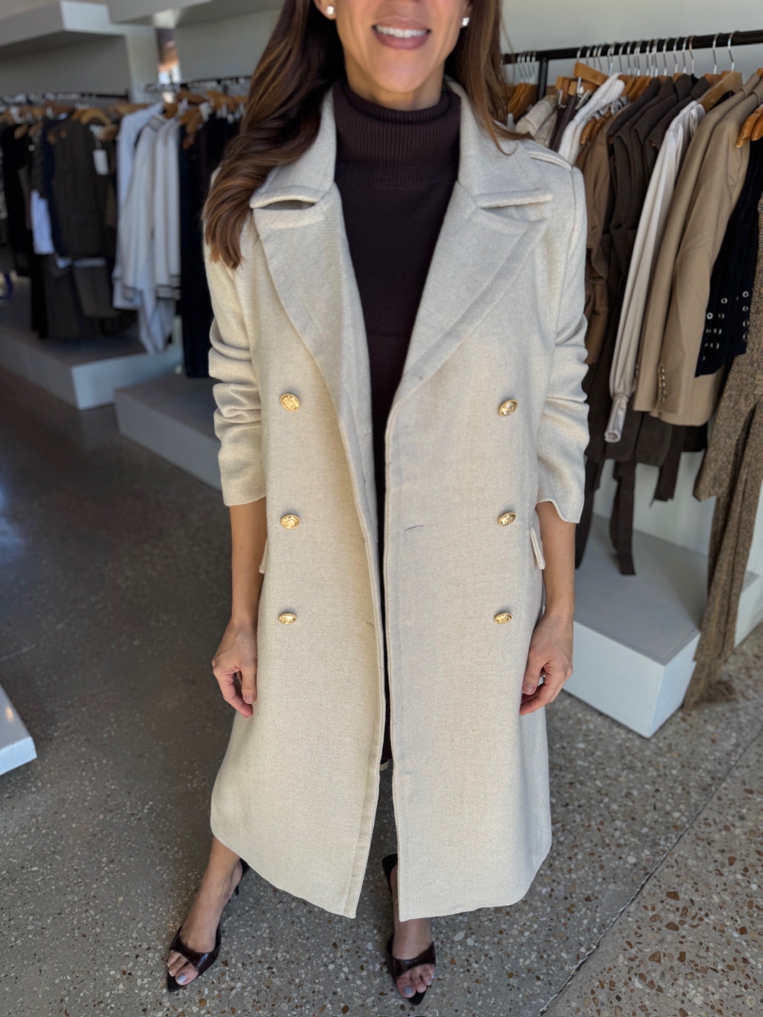 Ecru Aaron Coat - Amor Lafayette