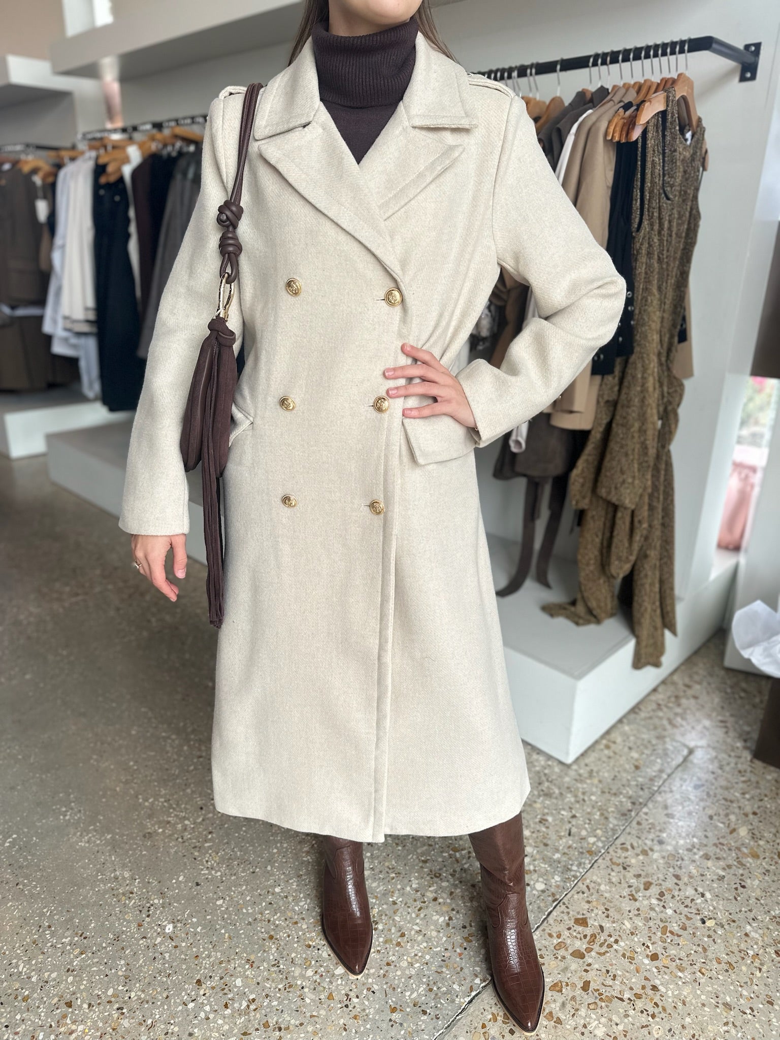 Ecru Aaron Coat - Amor Lafayette