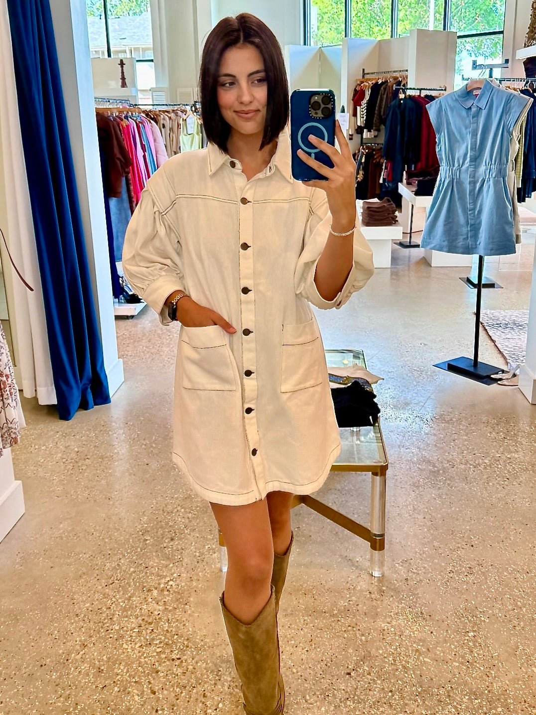 Ecru Denim Dress - Amor Lafayette