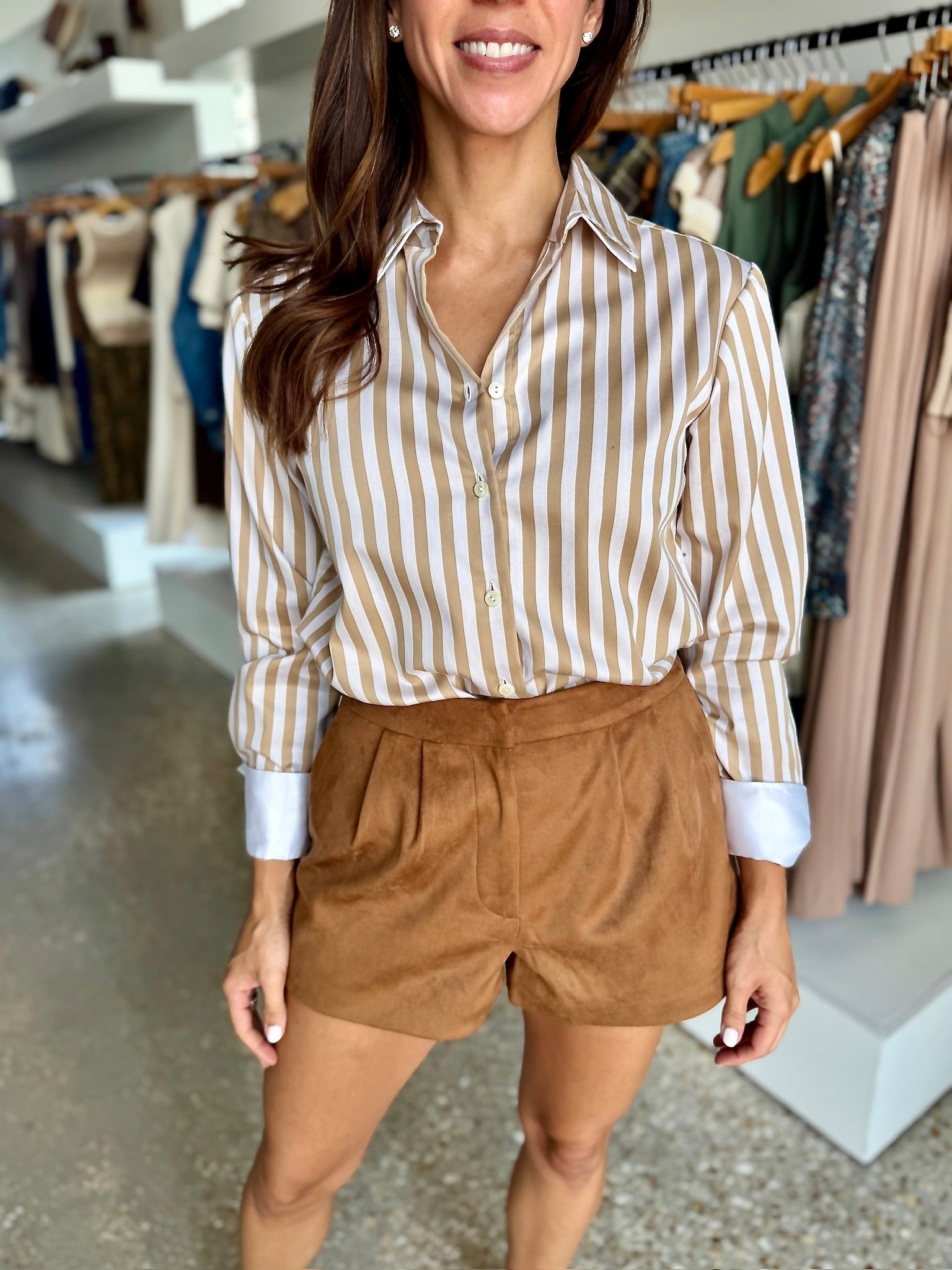 Ecru/Latte Margot Shirt - Amor Lafayette