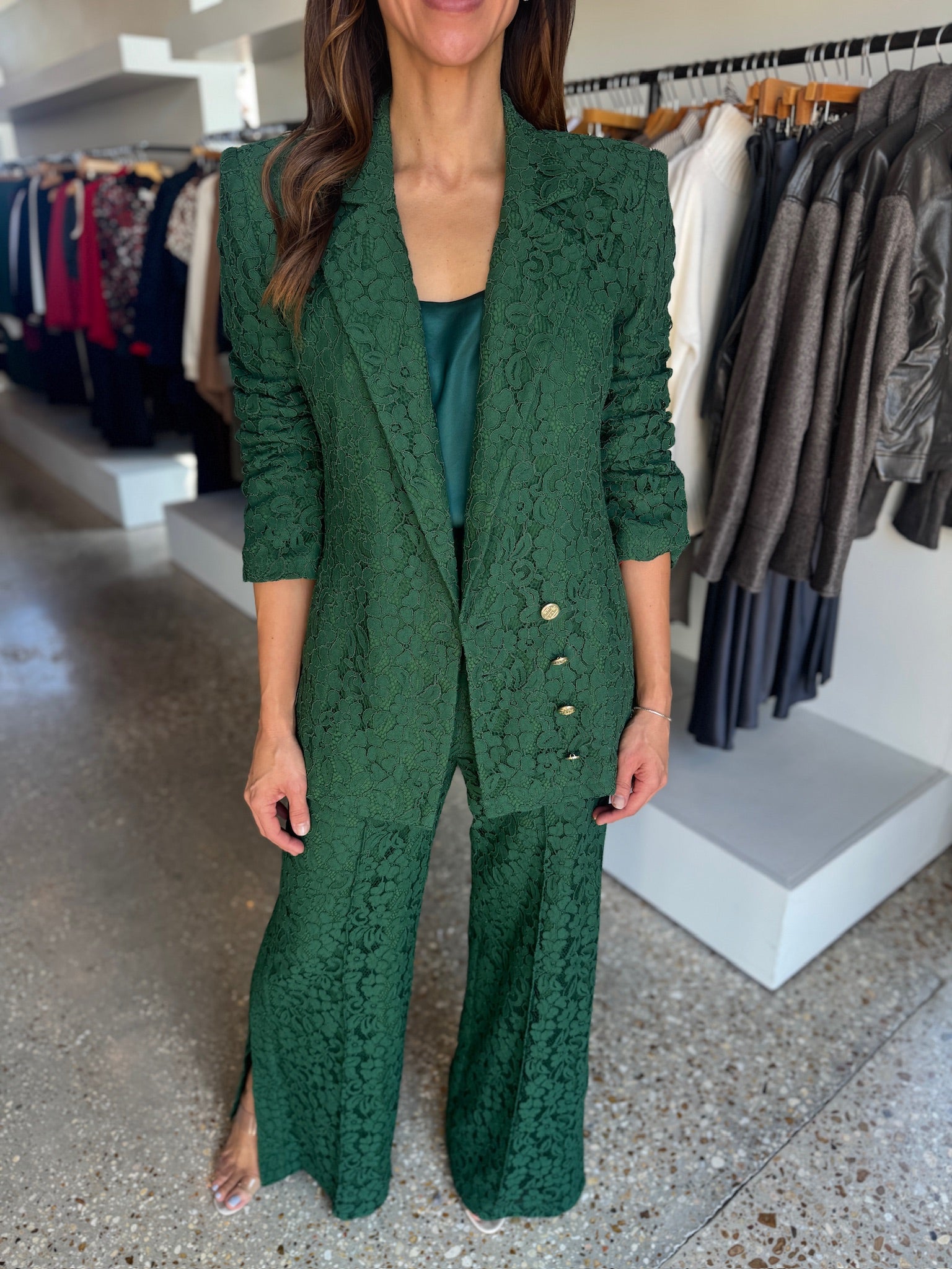 Eden Green Lace Paisley Pant - Amor Lafayette