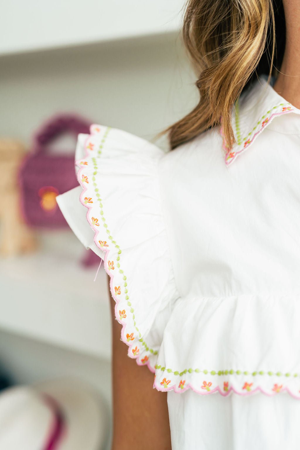 Embroidered Collar Mini Dress - Amor Lafayette