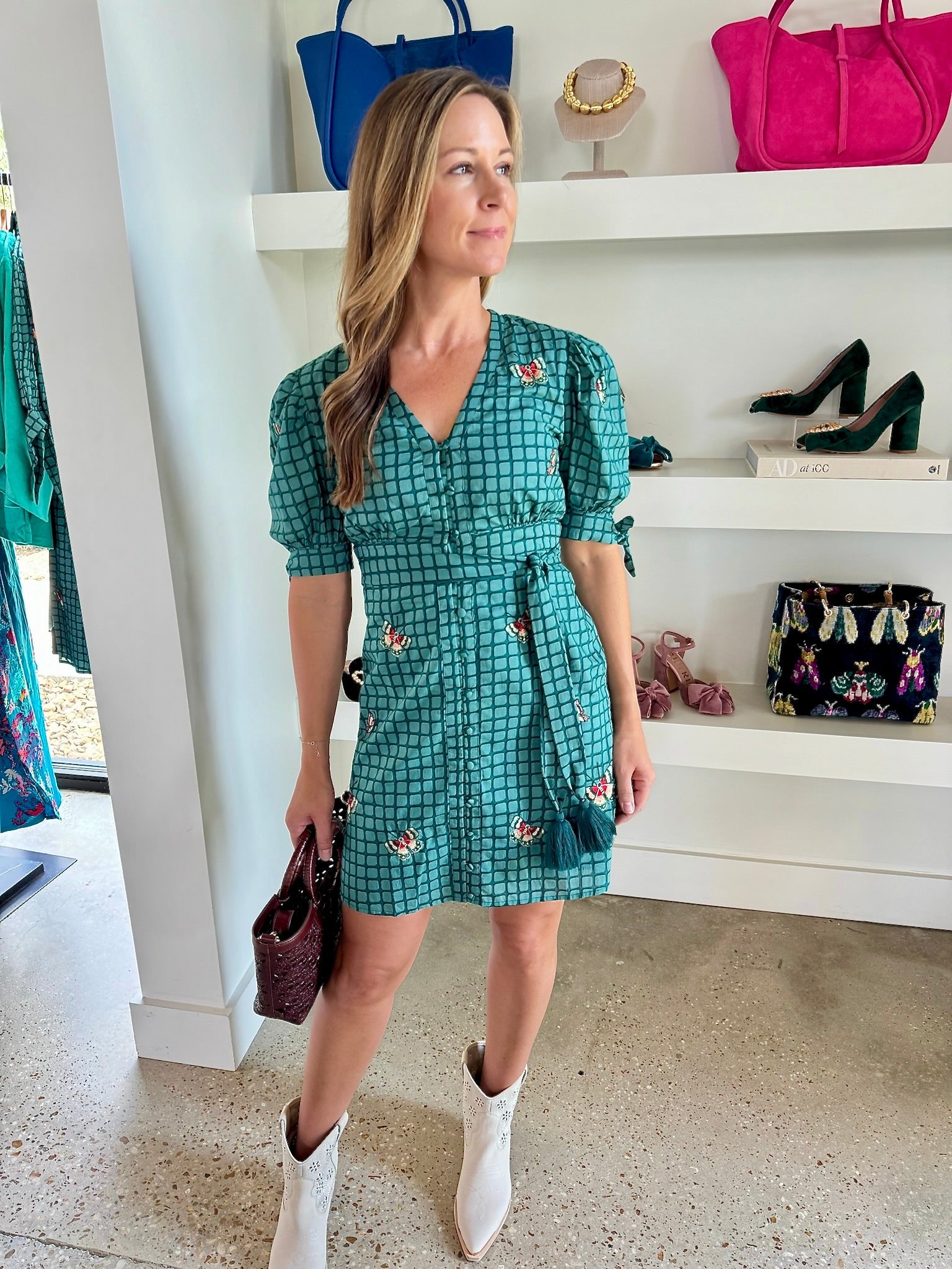 Emerald Grid Emerson Dress - Amor Lafayette