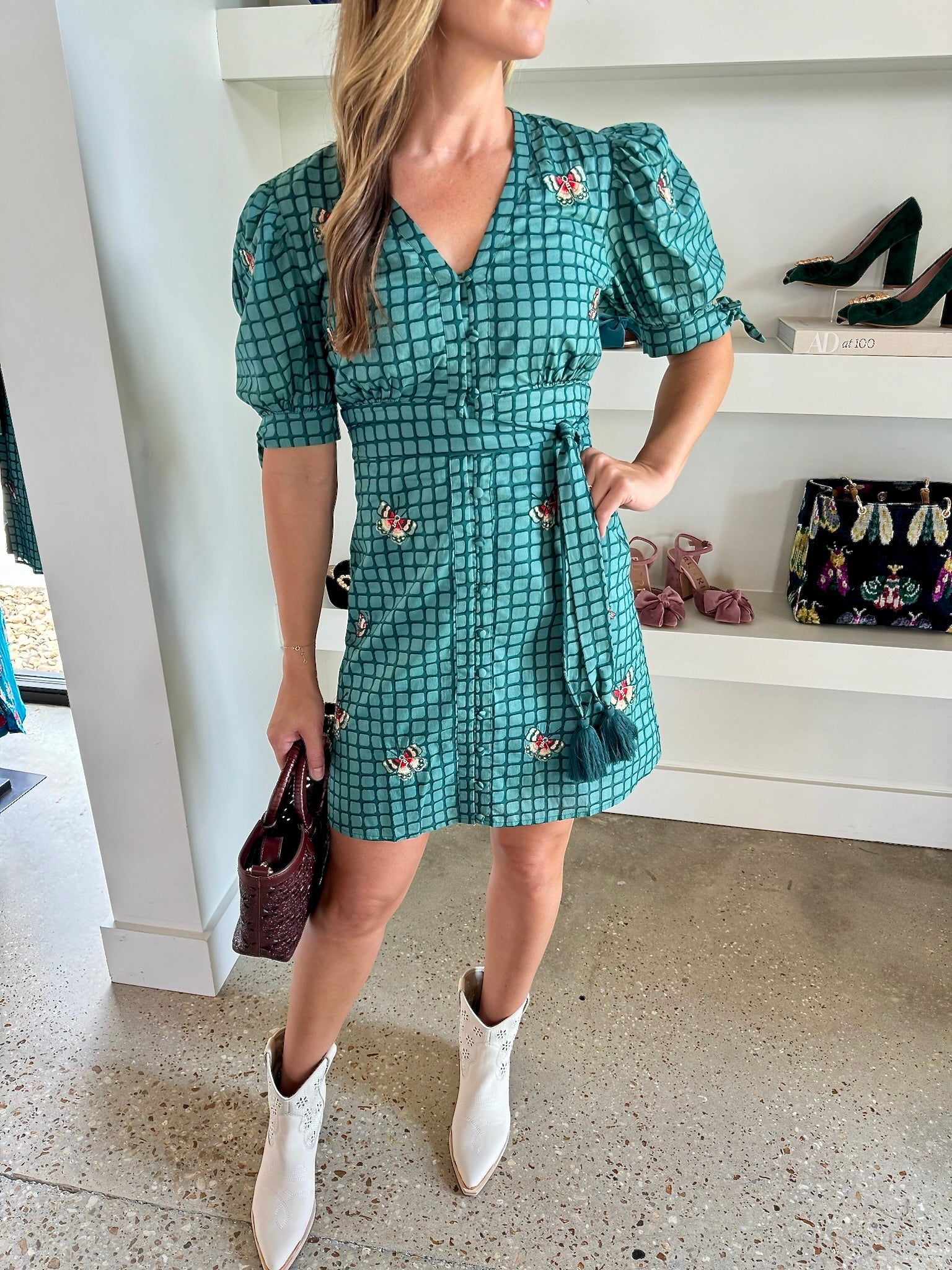 Emerald Grid Emerson Dress - Amor Lafayette