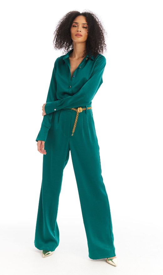 Emerald Joan Satin Pants - Amor Lafayette