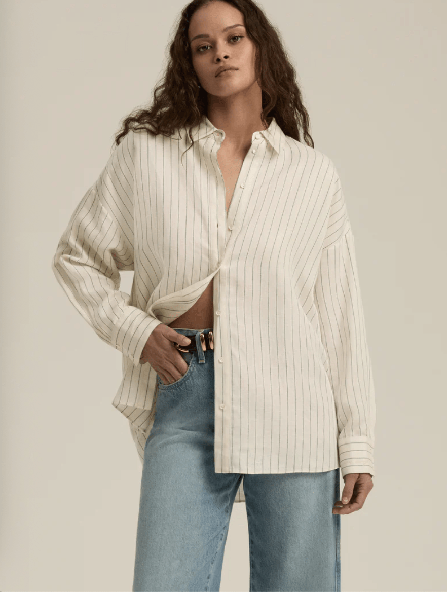 Emerald Stripe Ex - Boyfriend Shirt - Amor Lafayette