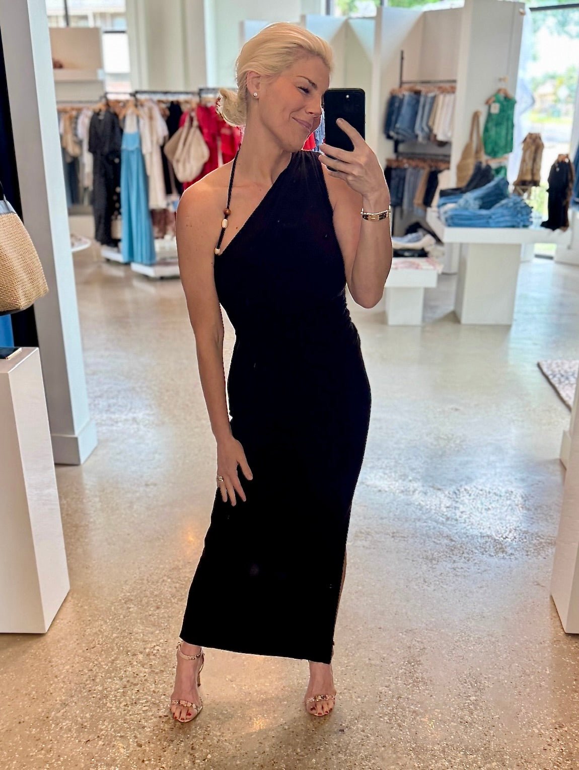 Espresso Beau Gathered Midi Dress - Amor Lafayette