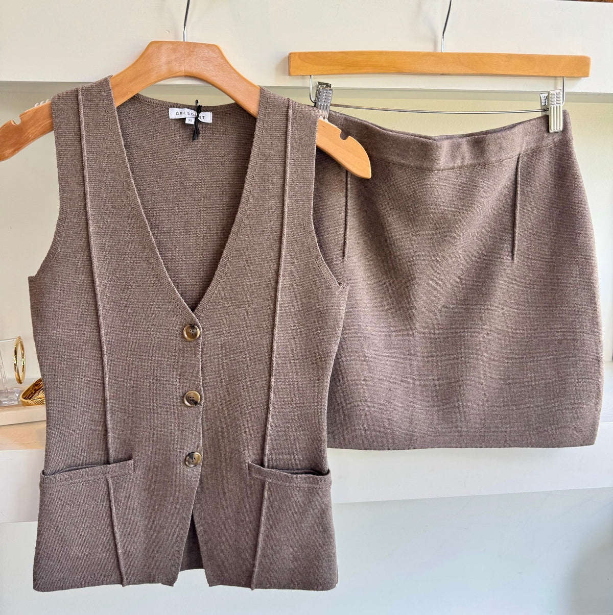 Espresso Kayden Knit Mini Skirt - Amor Lafayette