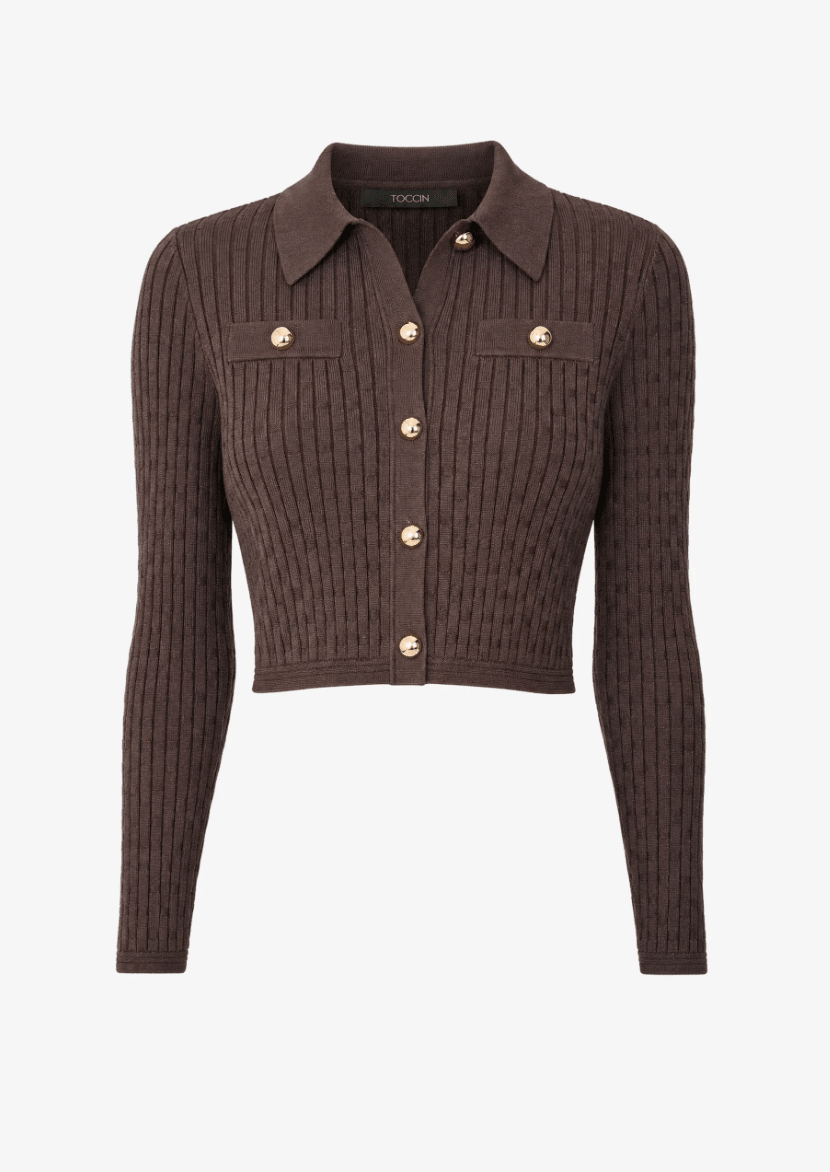 ESPRESSO POSIE COLLARED BUTTON FRONT JACKET - Amor Lafayette