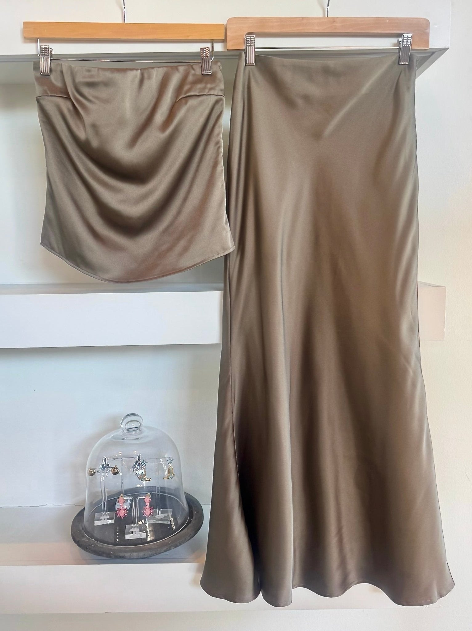 Espresso Satin Bias Maxi Skirt - Amor Lafayette