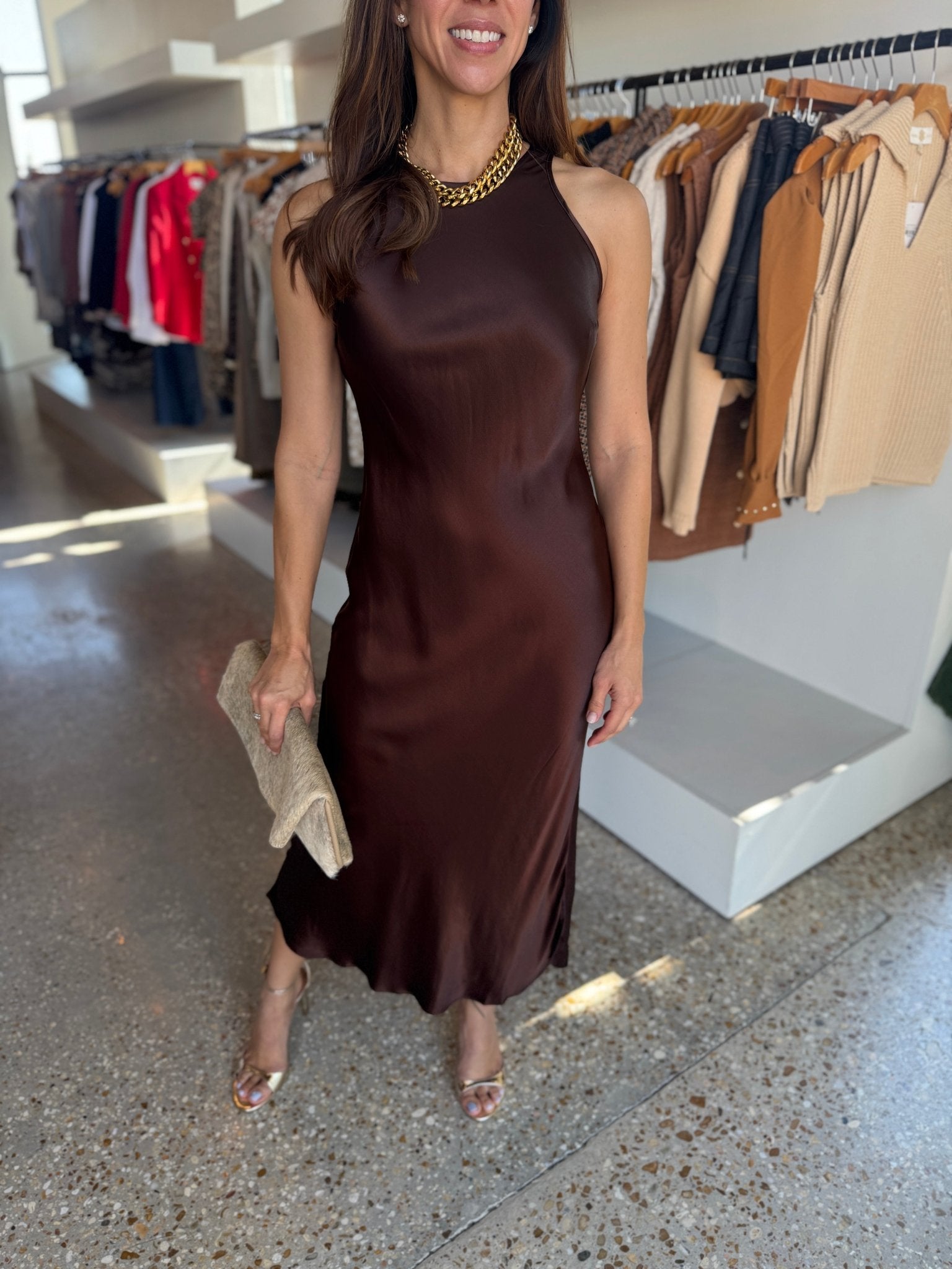 Espresso Solene Dress - Amor Lafayette