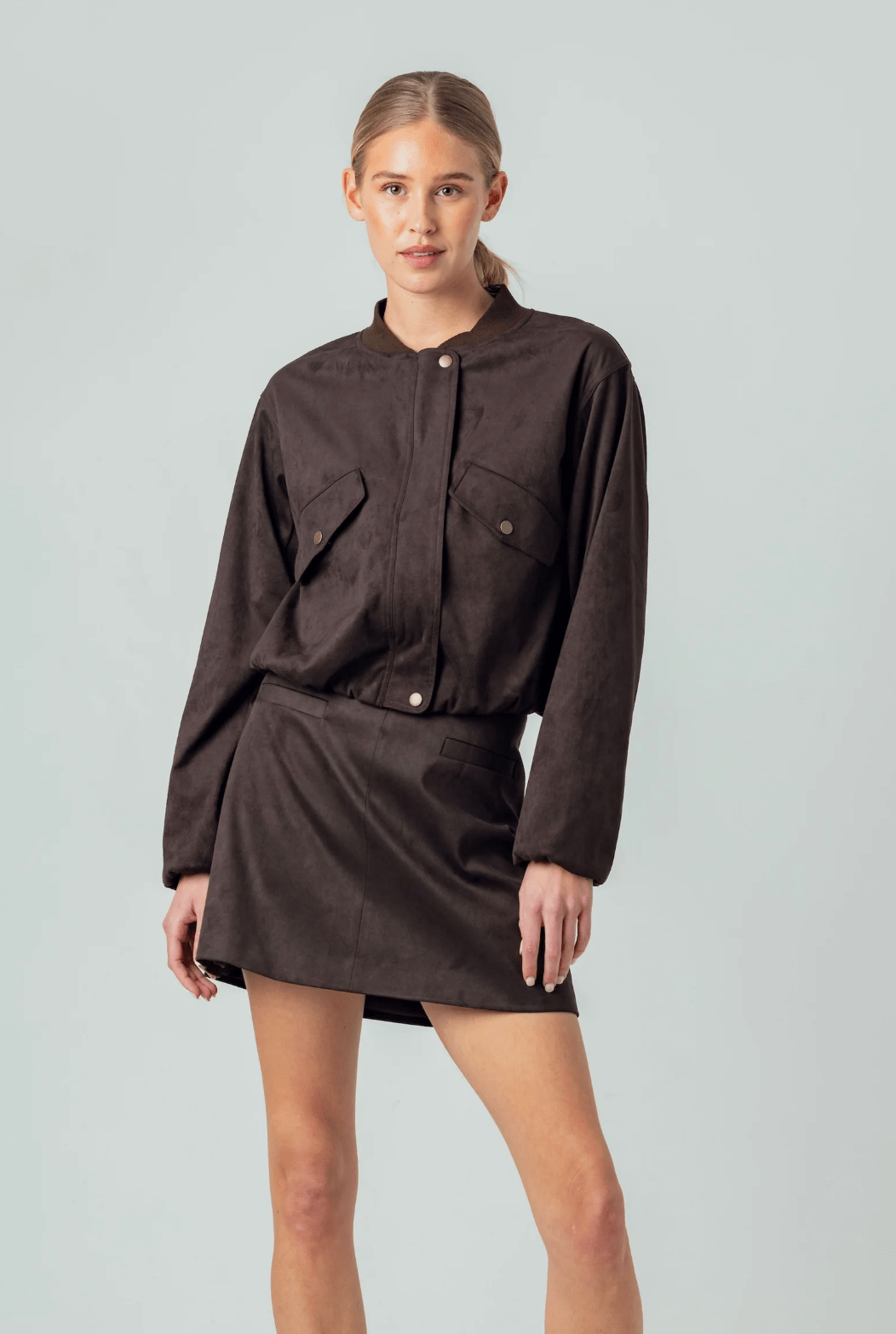 Espresso Suede Lyra Jacket - Amor Lafayette