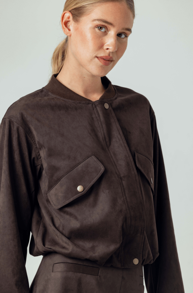 Espresso Suede Lyra Jacket - Amor Lafayette