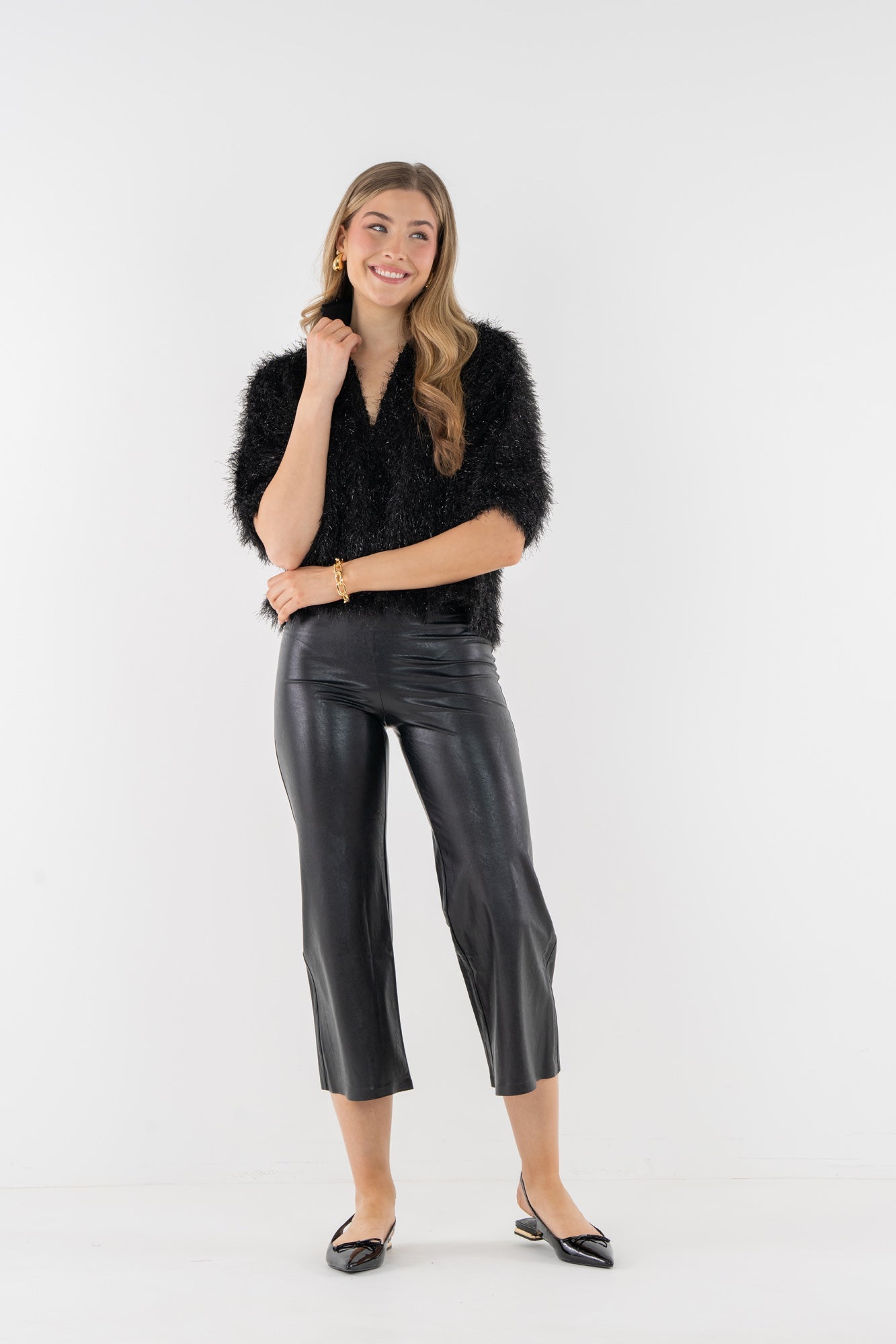 Estelle Top - Black Tie Feather Fringe - Amor Lafayette