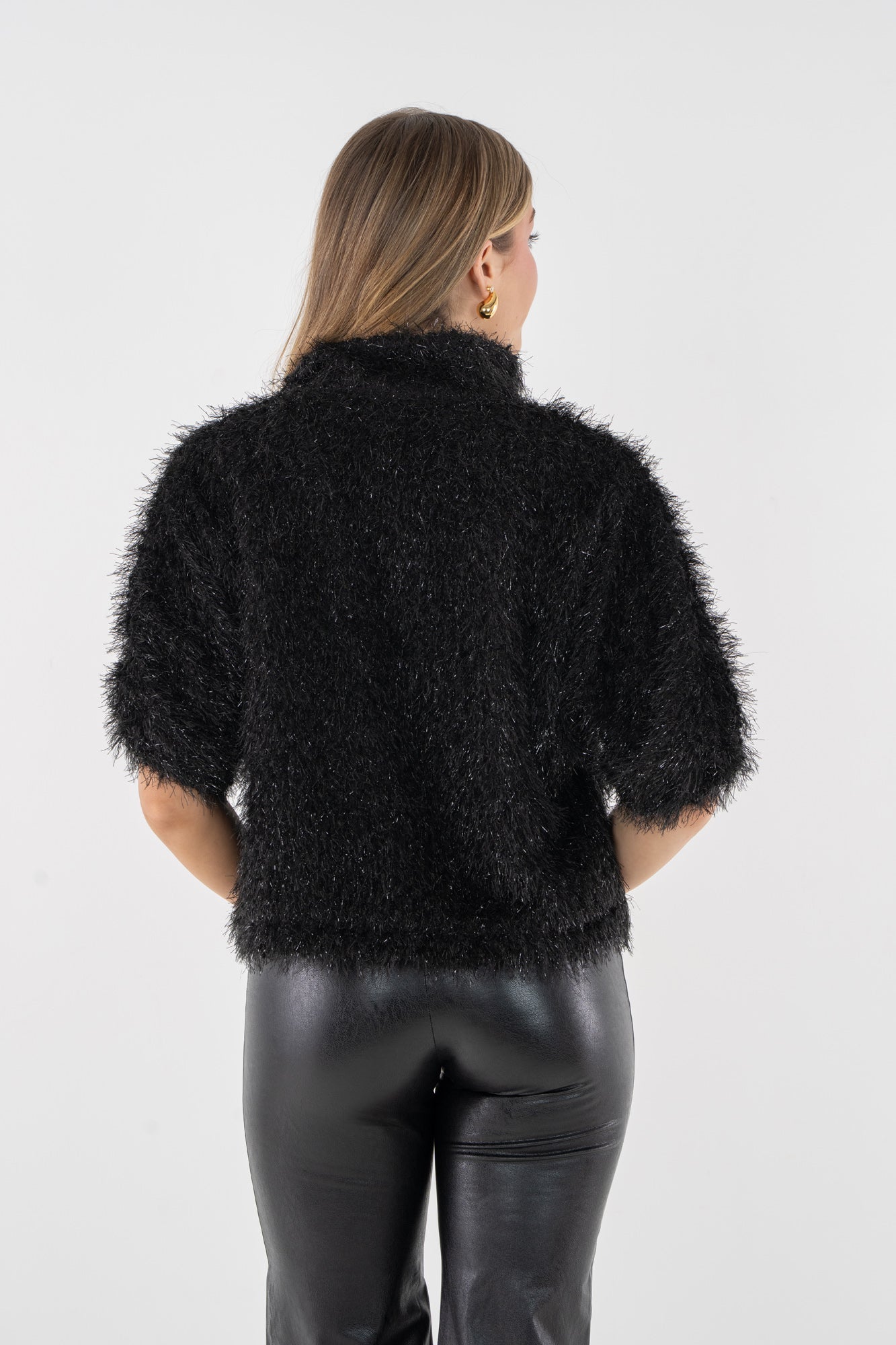 Estelle Top - Black Tie Feather Fringe - Amor Lafayette