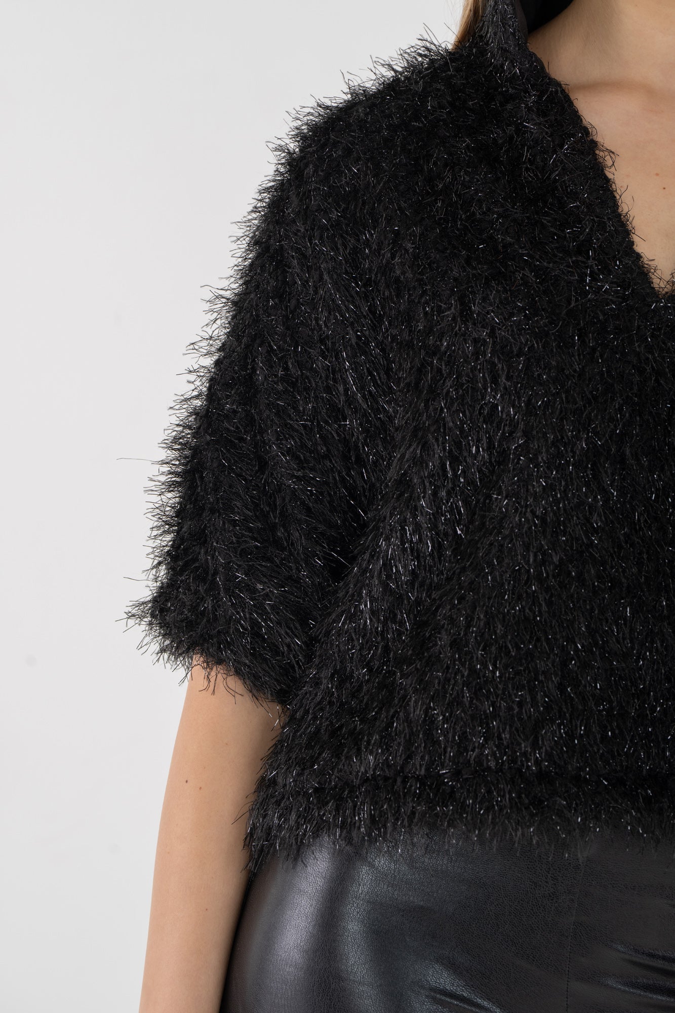 Estelle Top - Black Tie Feather Fringe - Amor Lafayette