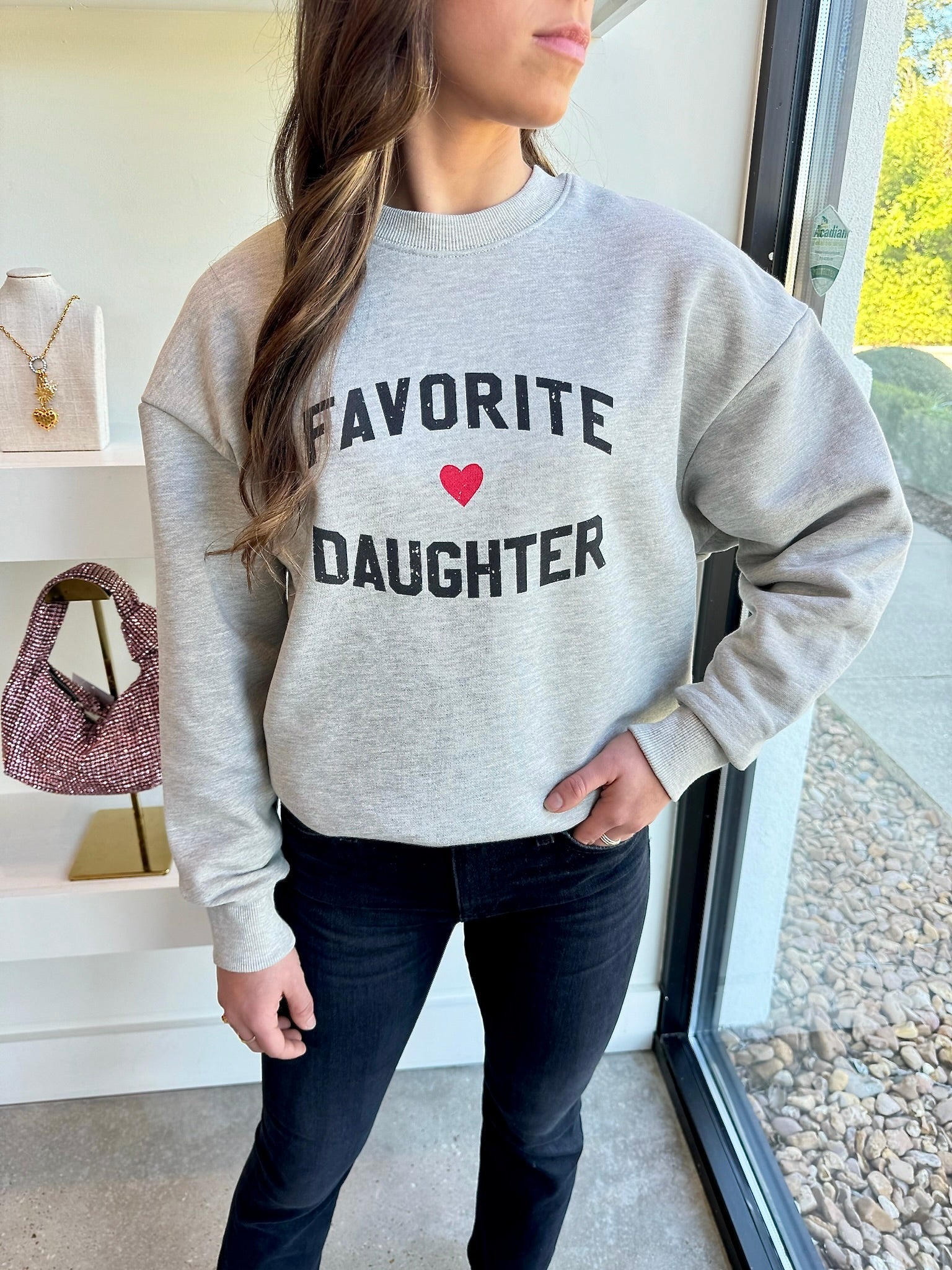 Favorite Daughter Sweatshirt in Heather Grey - Amor Lafayette