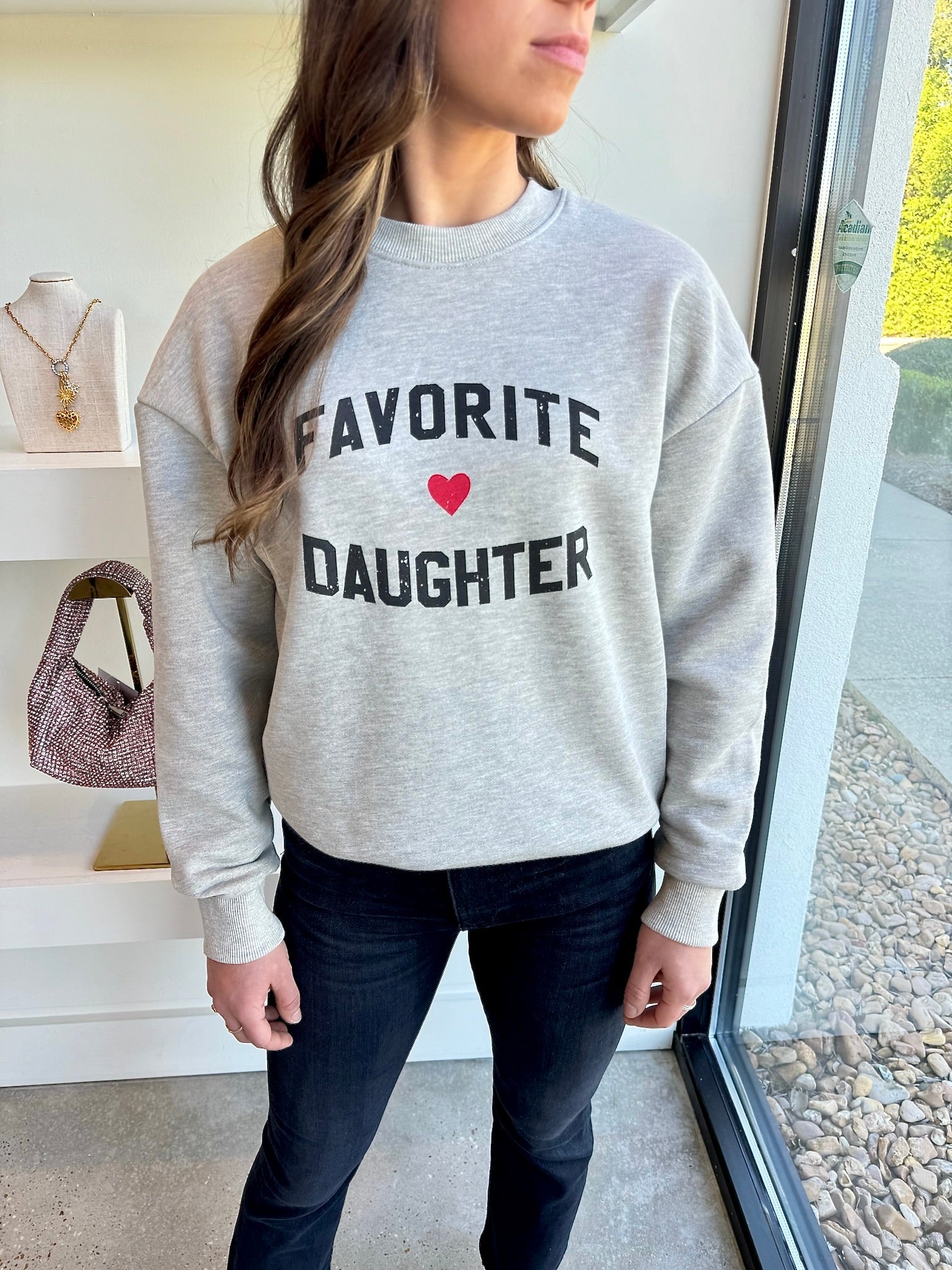 Favorite Daughter Sweatshirt in Heather Grey - Amor Lafayette