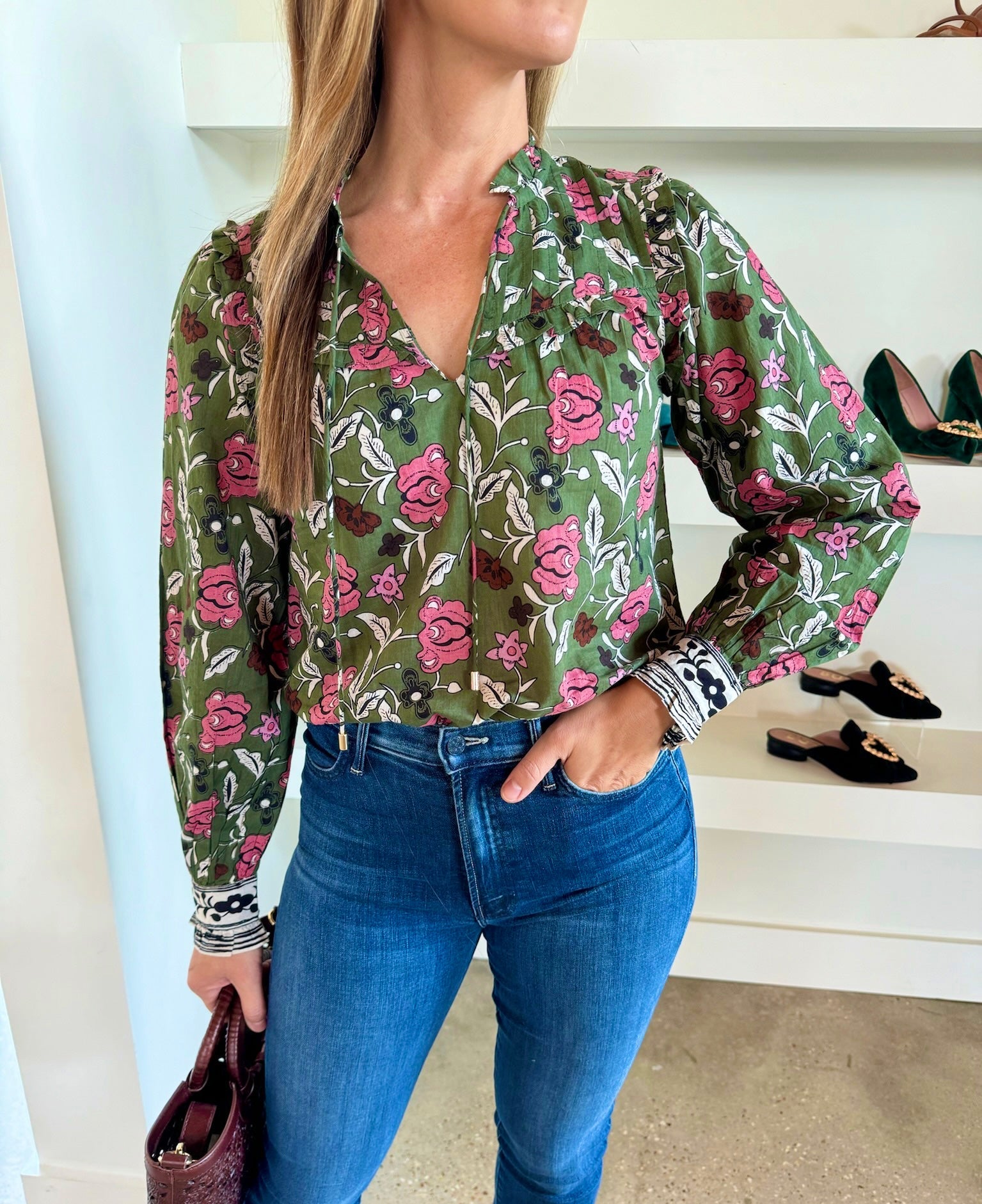 Fiore Print Leni Blouse - Amor Lafayette