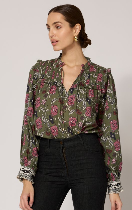 Fiore Print Leni Blouse - Amor Lafayette