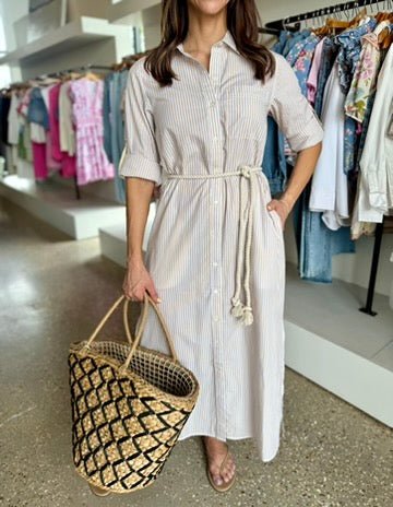 Flax Stripe Maxi Dress - Amor Lafayette