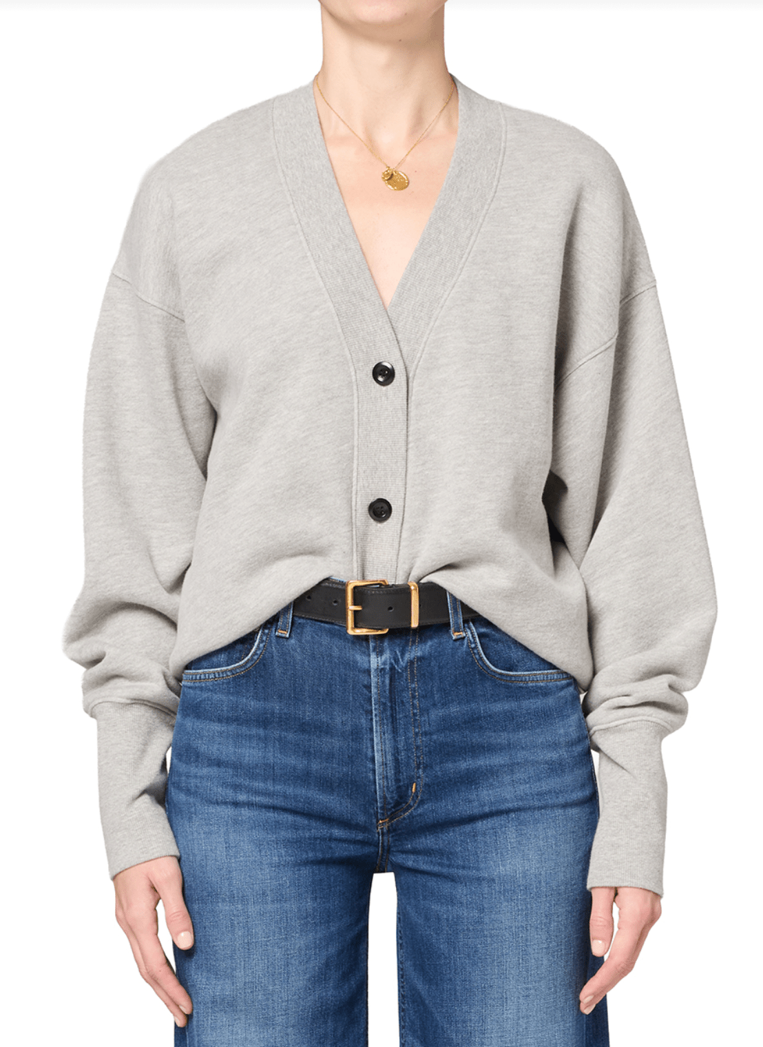 Fleece Cardigan in Heather Grey - Amor Lafayette
