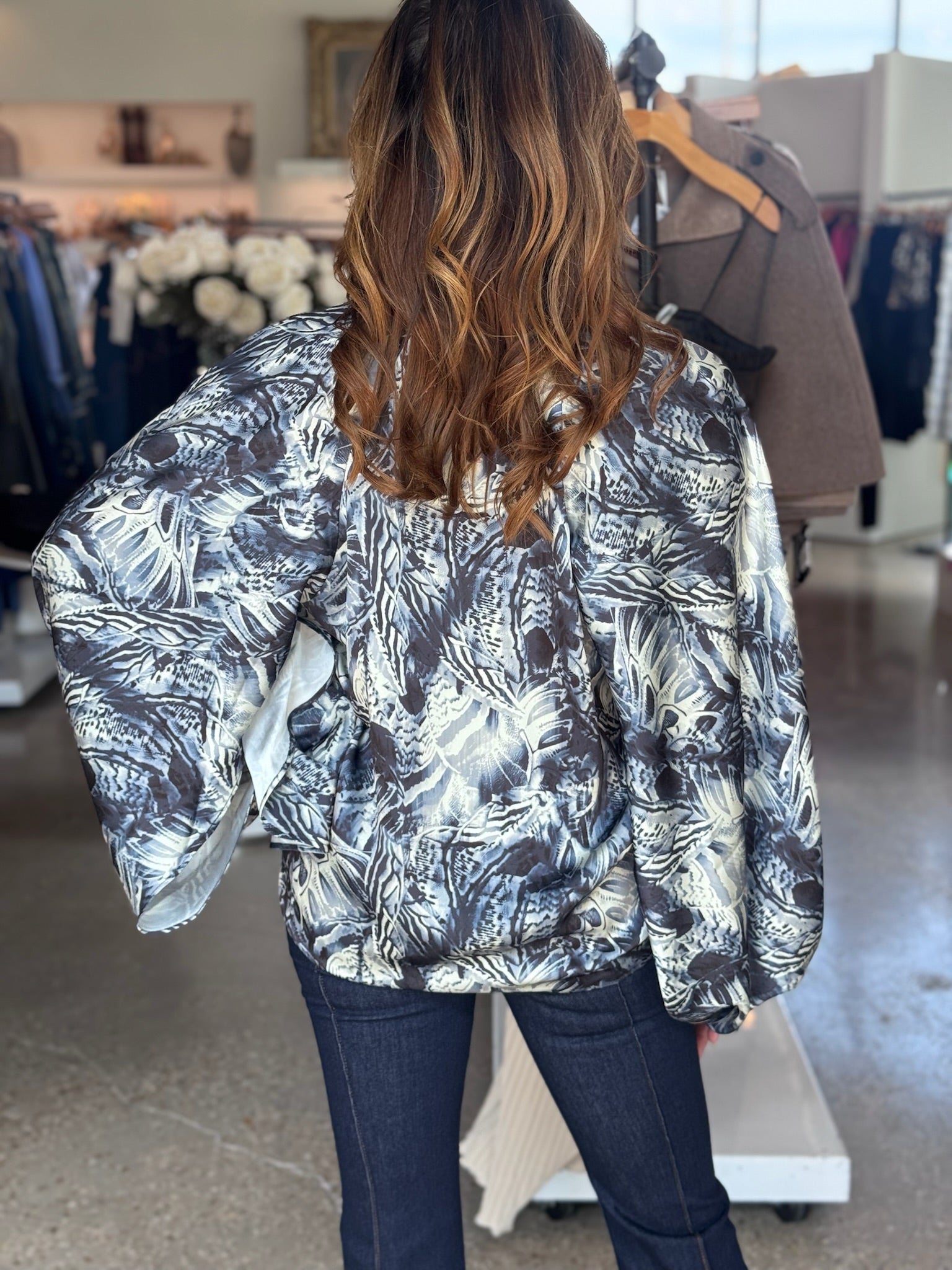 Foliage Multi Print Leonie Blouse - Amor Lafayette