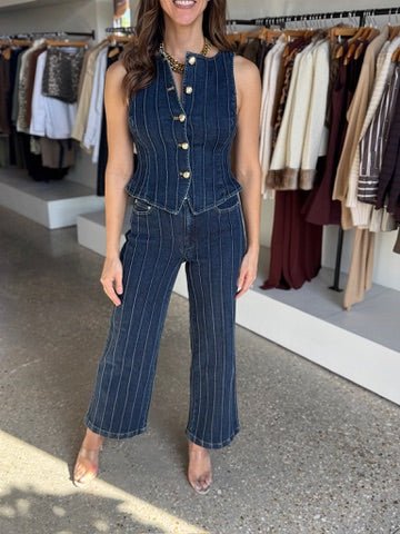 Fontaine Denim Pintuck Camen Pant - Amor Lafayette