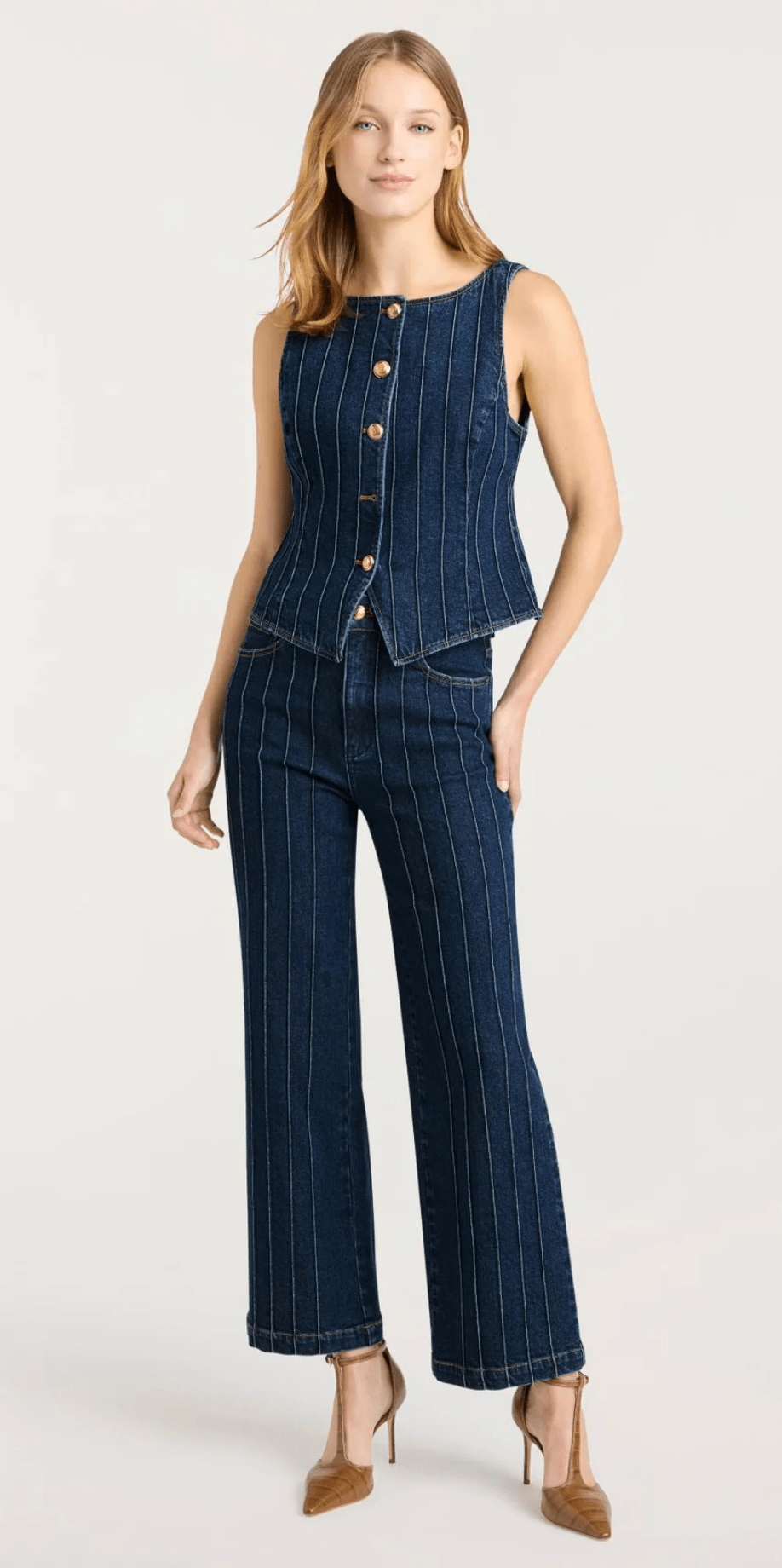 Fontaine Denim Pintuck Camen Pant - Amor Lafayette