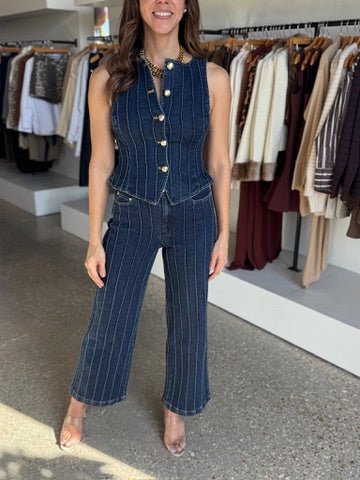 Fontaine Denim Pintuck Camen Vest - Amor Lafayette