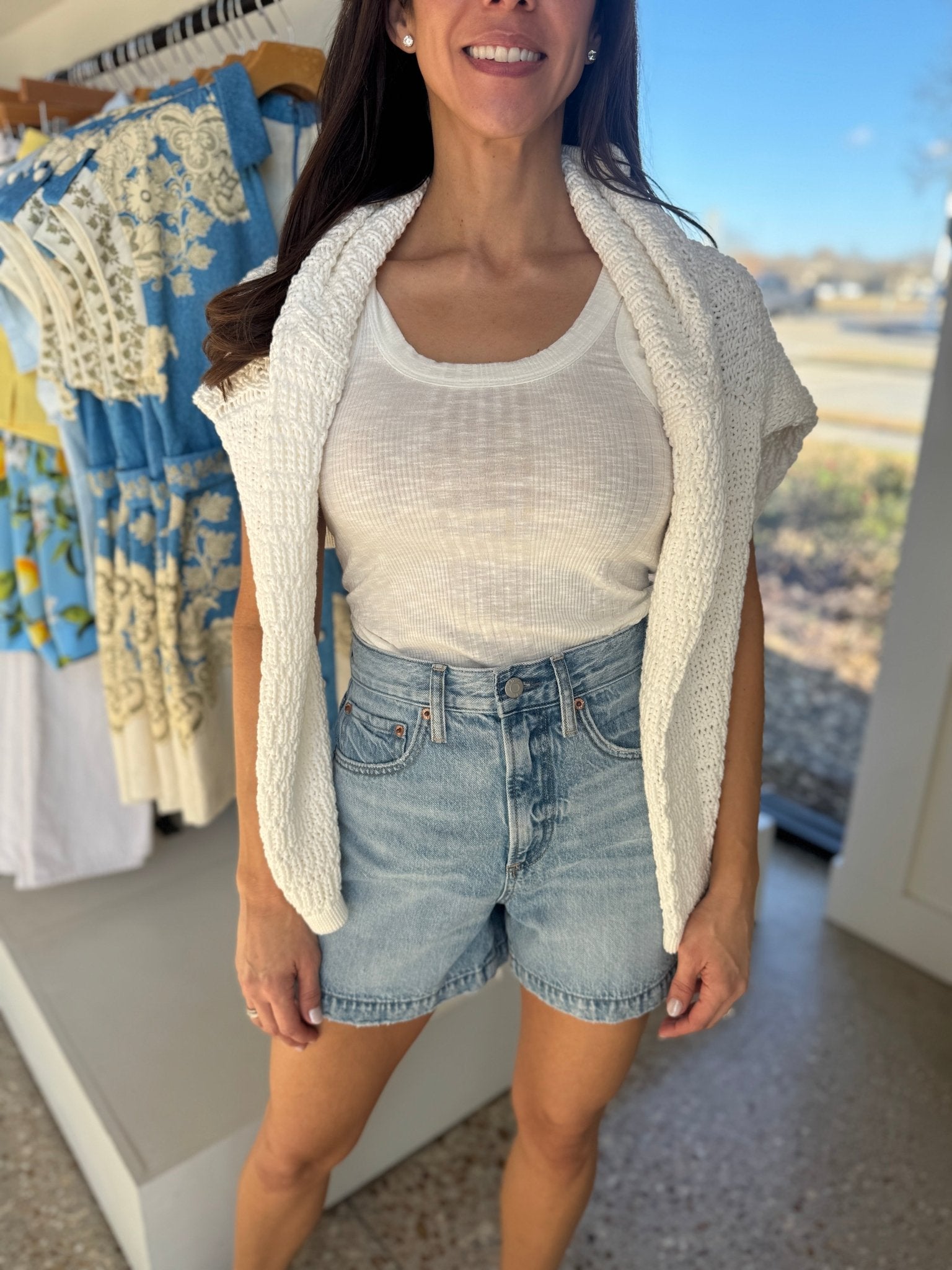 French Riviera Sage High Rise A - Line Short - Amor Lafayette