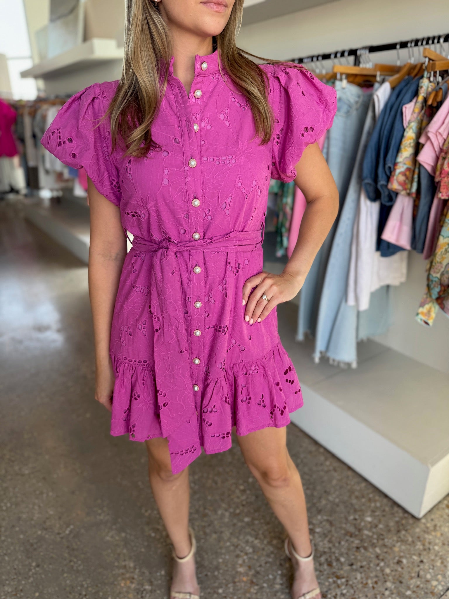 Fuchsia Drea Mini Dress - Amor Lafayette