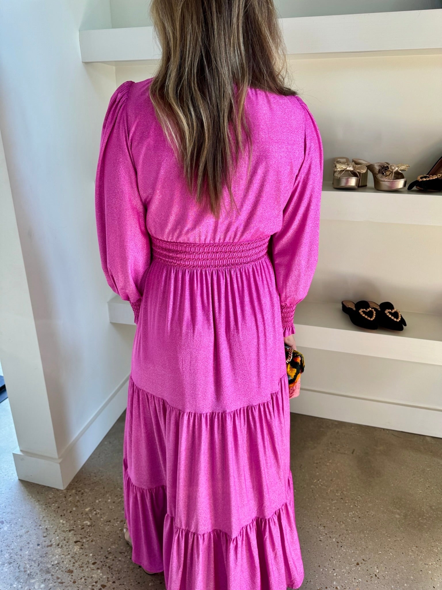 Fuchsia Fedora Novelty Knit Maggi Maxi Dress - Amor Lafayette