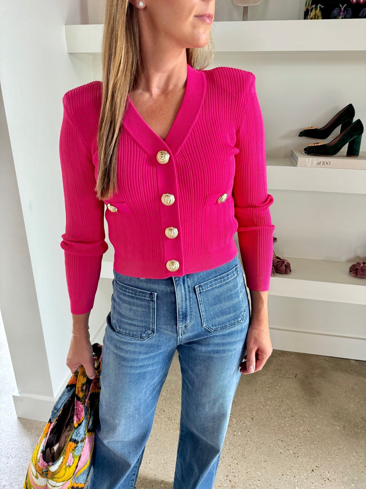 Fuchsia Fitted Cardigan - Amor Lafayette