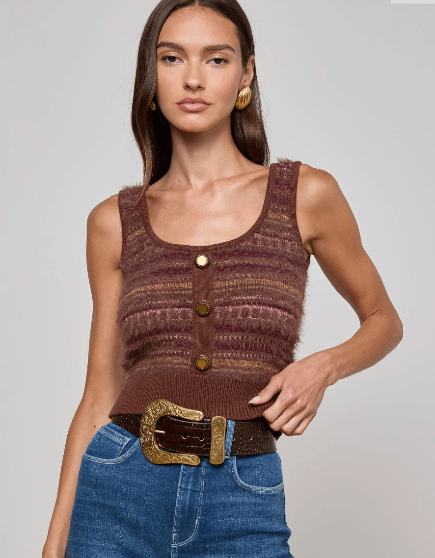 Galene Mixed Stitch Sweater Tank - Amor Lafayette