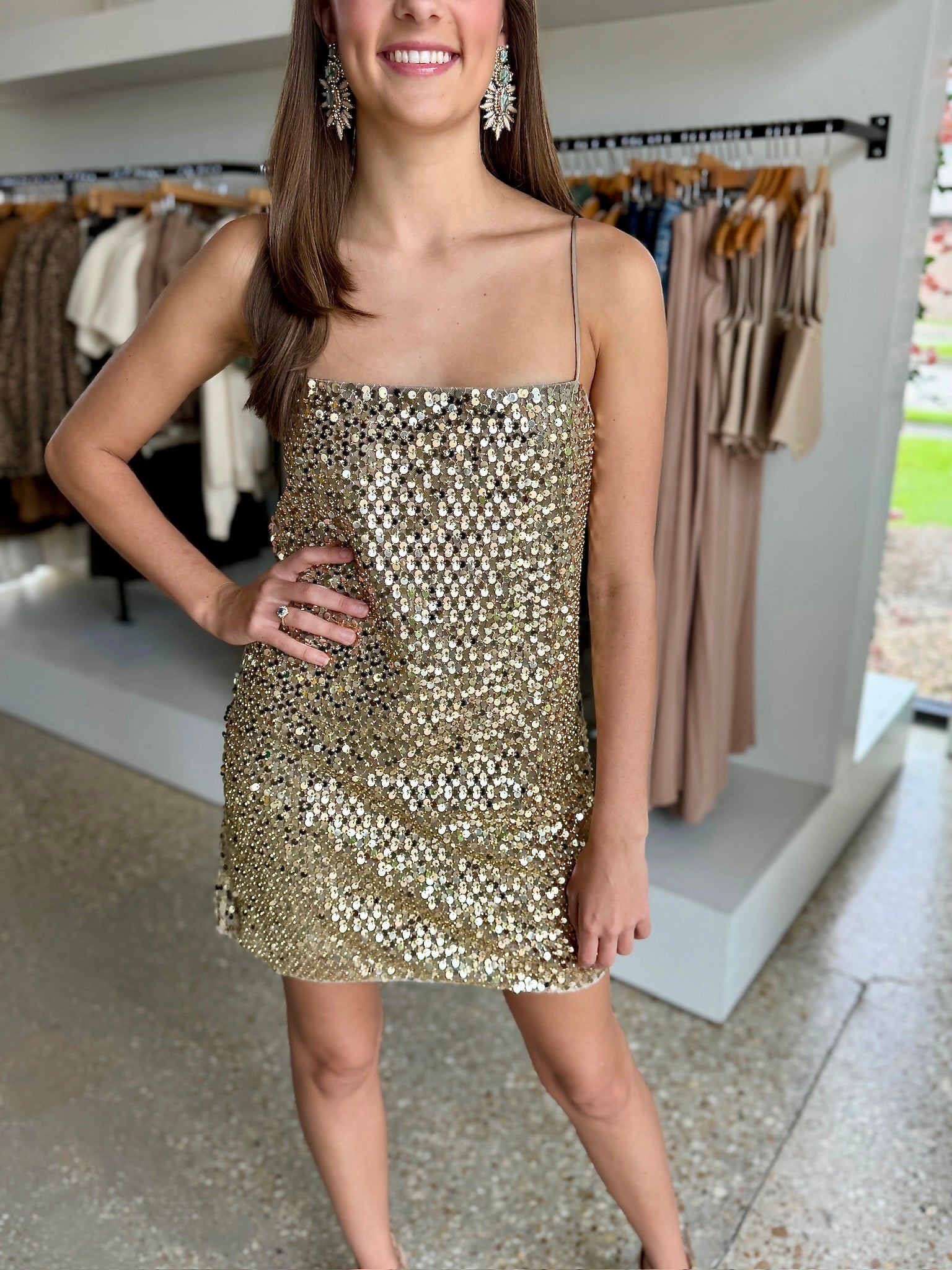 Gold Bria Mini Dress - Amor Lafayette