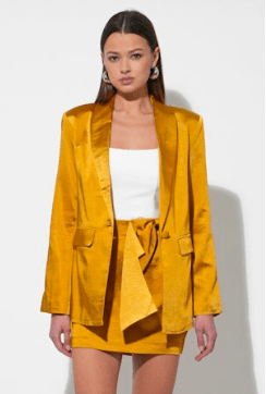 Gold Delilah Satin Blazer - Amor Lafayette