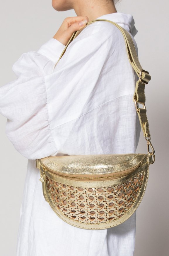 Gold Doris Weave Sling Bag - Amor Lafayette